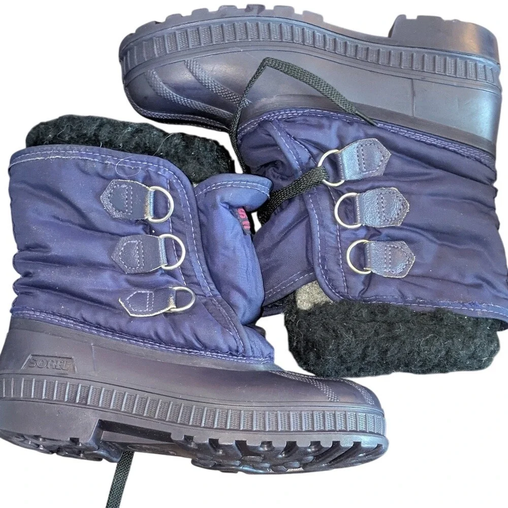 Vintage‎ Kaufman Sorel ELK Boots Made in Canada Purple Grey Youth 4
